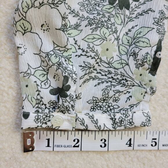 H&M 10 Babydoll Pullover 3/4 Sleeve Lace V-Neck Chiffon Blouse Top Black White - Picture 12 of 16